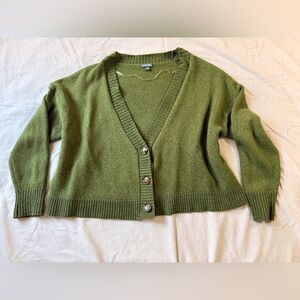 Wild Fable Baggy Cropped Green Button-Up Cardigan